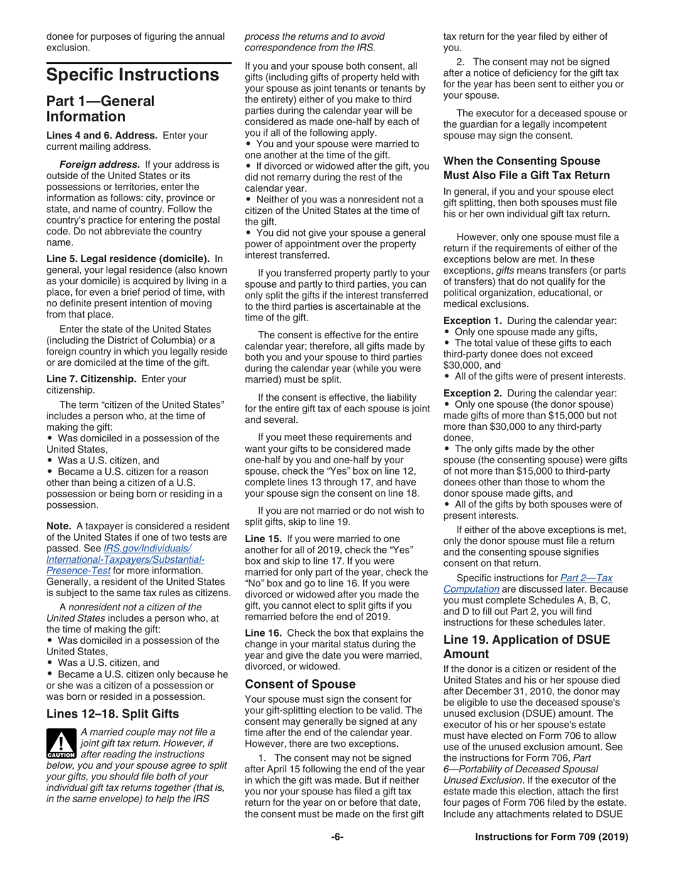 Instructions for IRS Form 709 United States Gift (And Generation-Skipping Transfer) Tax Return, Page 6