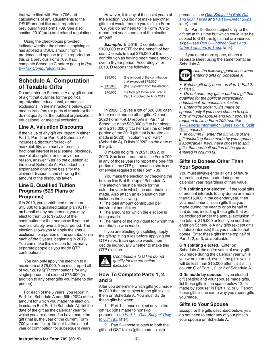 Instructions for IRS Form 709 United States Gift (And Generation-Skipping Transfer) Tax Return, Page 7