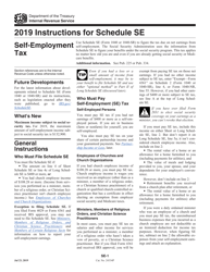 Document preview: Instructions for IRS Form 1040, 1040-SR Schedule SE Self-employment Tax