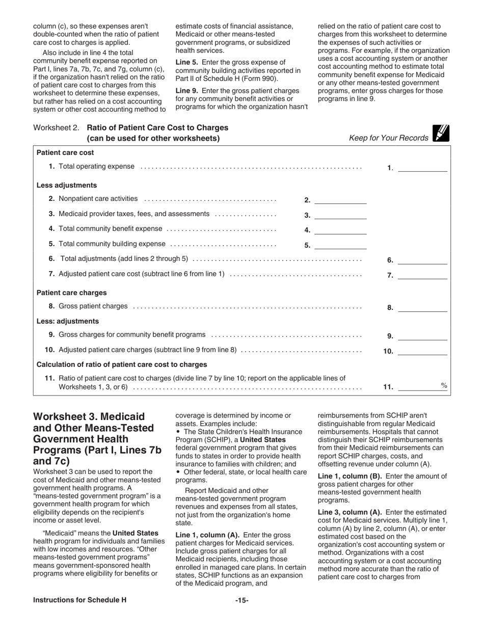 Instructions for IRS Form 990 Schedule H Hospitals, Page 15