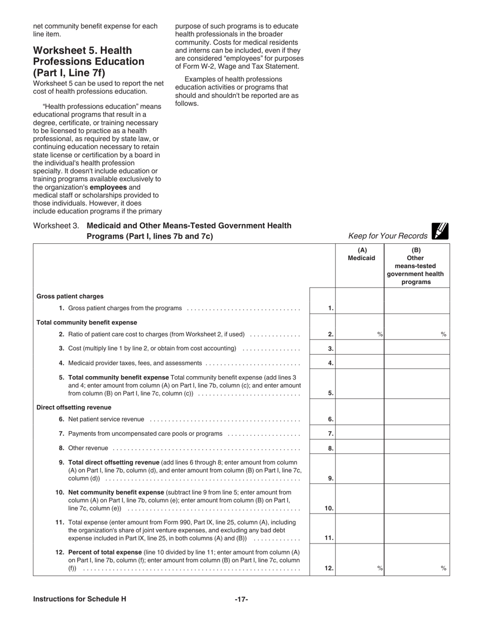 Instructions for IRS Form 990 Schedule H Hospitals, Page 17