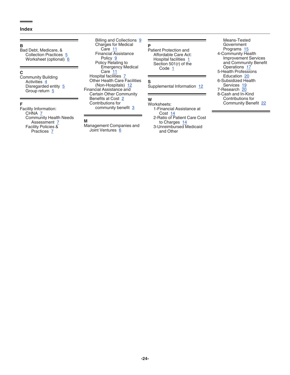 Instructions for IRS Form 990 Schedule H Hospitals, Page 24