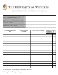 Document preview: Training/Orientation Record Template - the University of Winnipeg