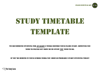 Study Timetable Template - the Study Gurus
