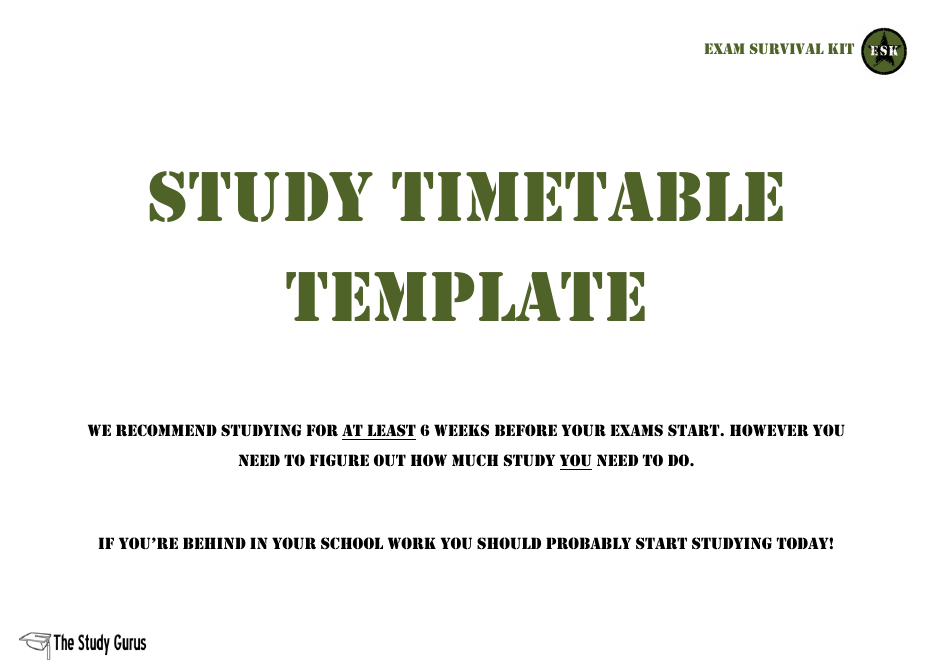 Study Timetable Template - the Study Gurus, Page 1
