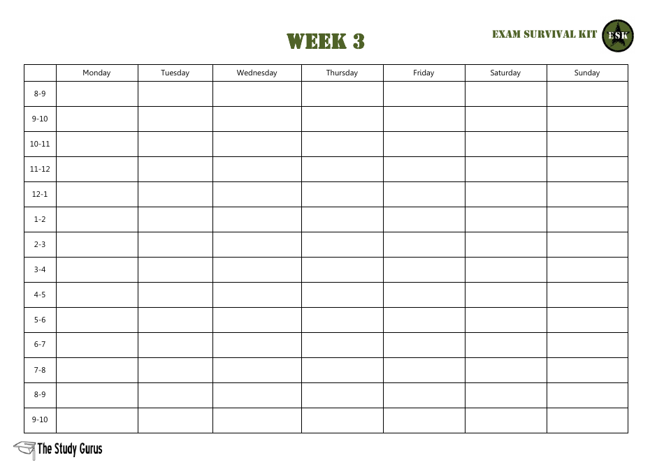 Study Timetable Template - the Study Gurus, Page 5