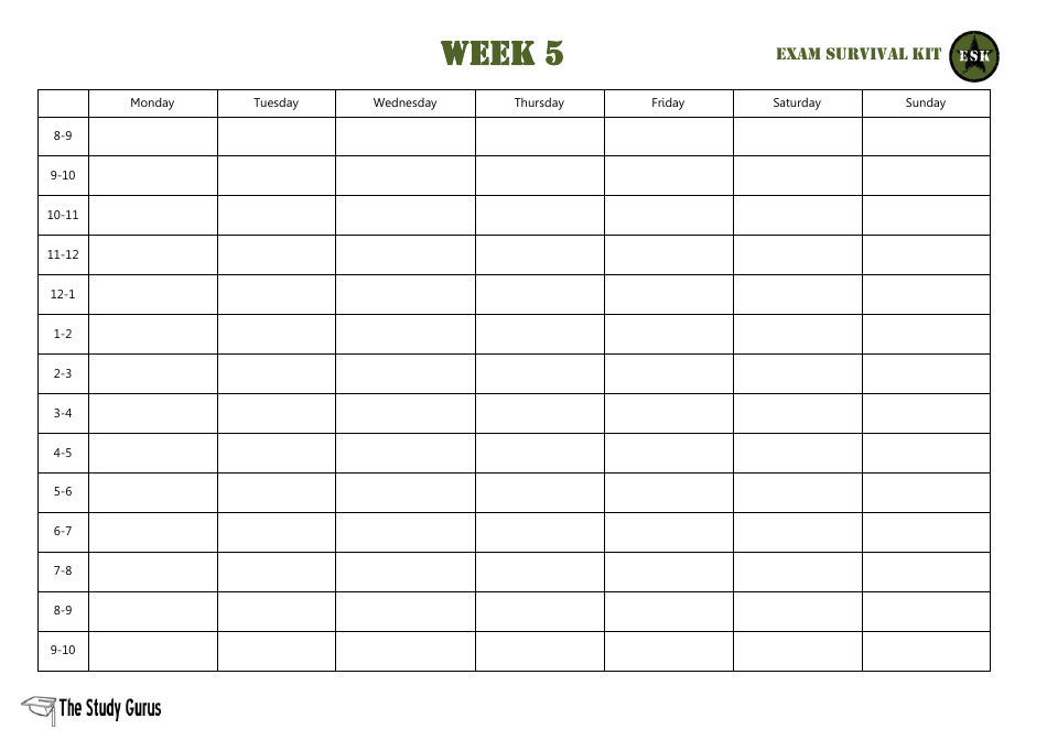 Study Timetable Template - the Study Gurus, Page 7