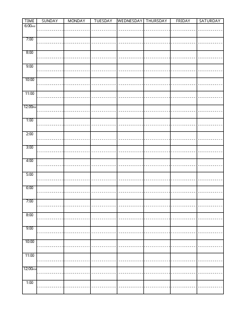 Weekly-Hourly Study Schedule Template Image Preview