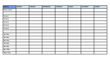 Weekly Study Timetable Template, Page 2