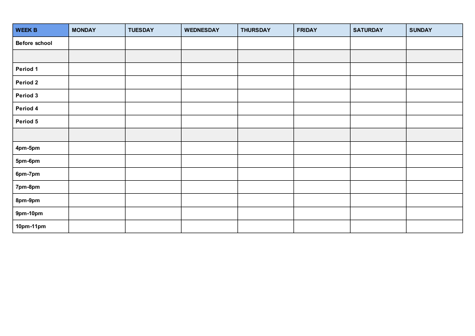 Weekly Study Timetable Template Download Printable PDF | Templateroller