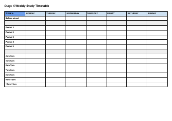 Document preview: Weekly Study Timetable Template