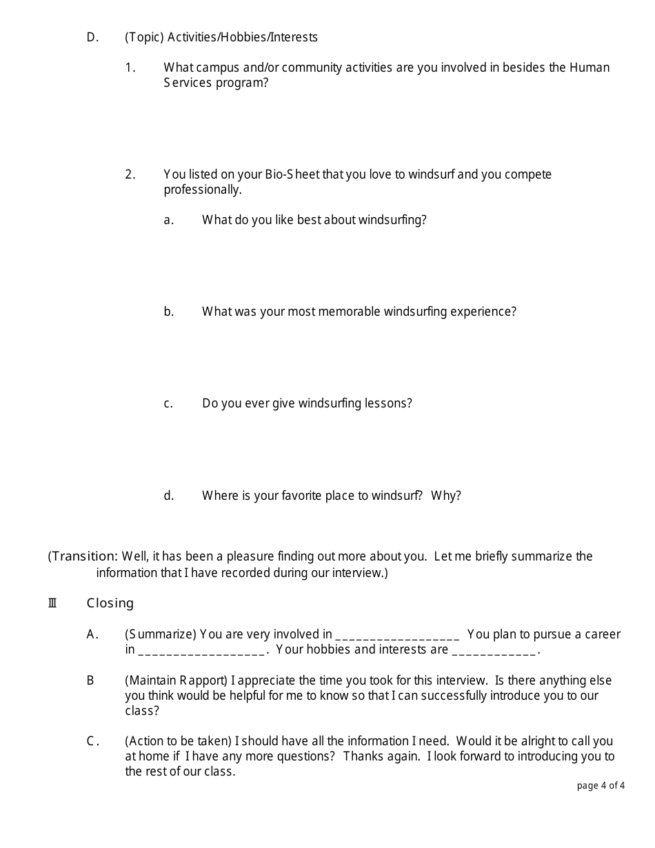 Interview Schedule Sample Template, Page 4