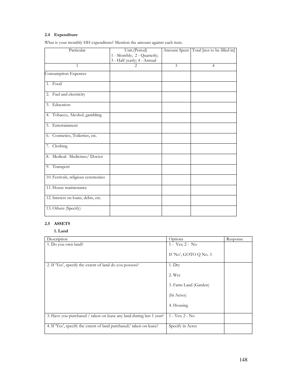 Household Interview Schedule Template - Kerala, India, Page 3