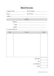 Document preview: Hotel Invoice Template
