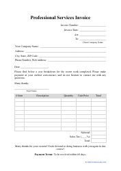 Document preview: Professional Services Invoice Template