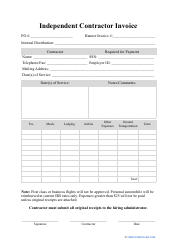 Document preview: Independent Contractor Invoice Template