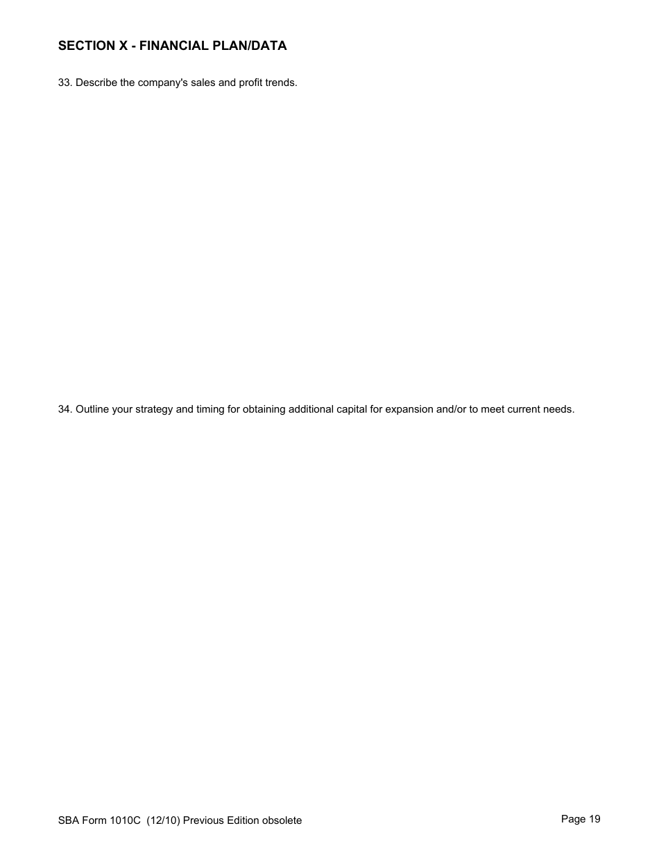 SBA Form 1010C U.S. Small Business Administration 8(A) Business Plan, Page 21