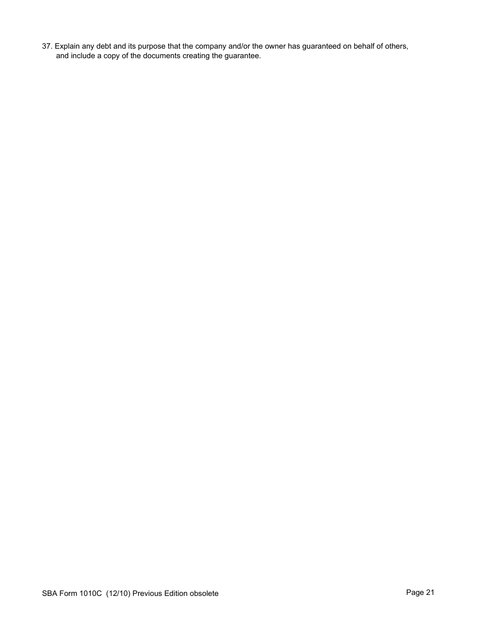 SBA Form 1010C U.S. Small Business Administration 8(A) Business Plan, Page 23