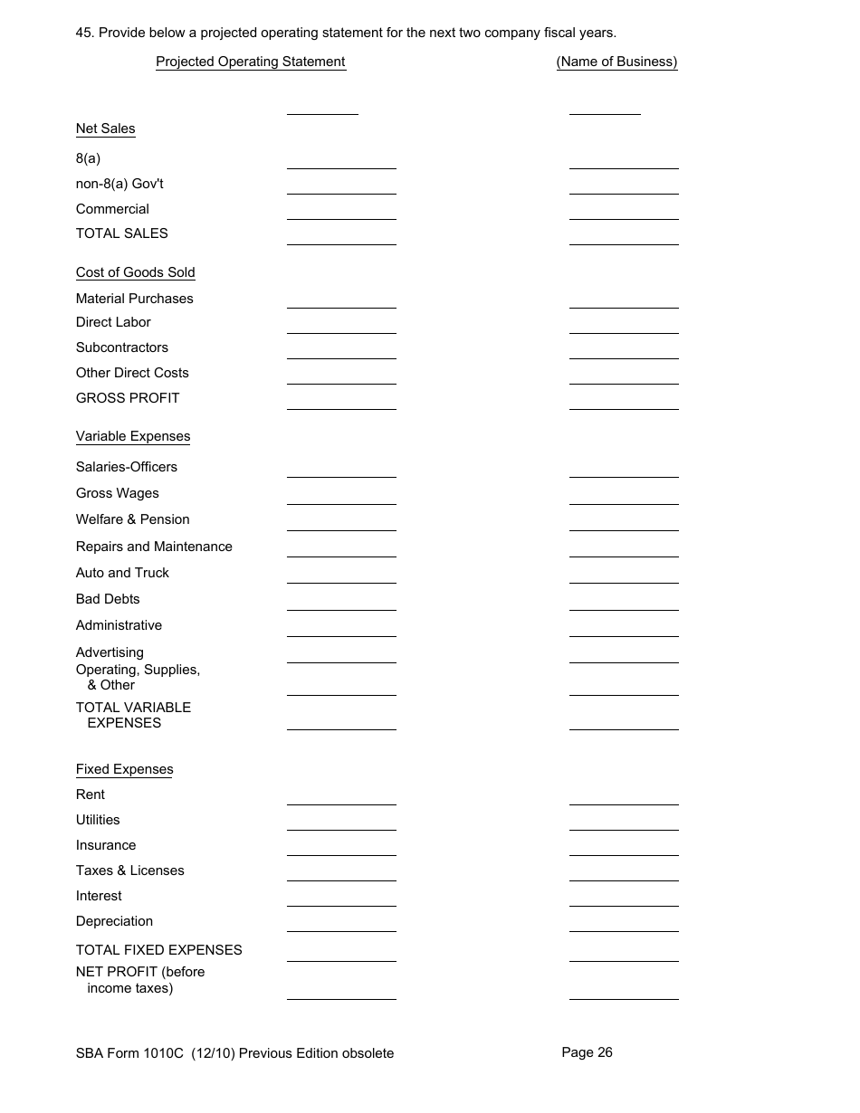 SBA Form 1010C - Fill Out, Sign Online and Download Fillable PDF ...