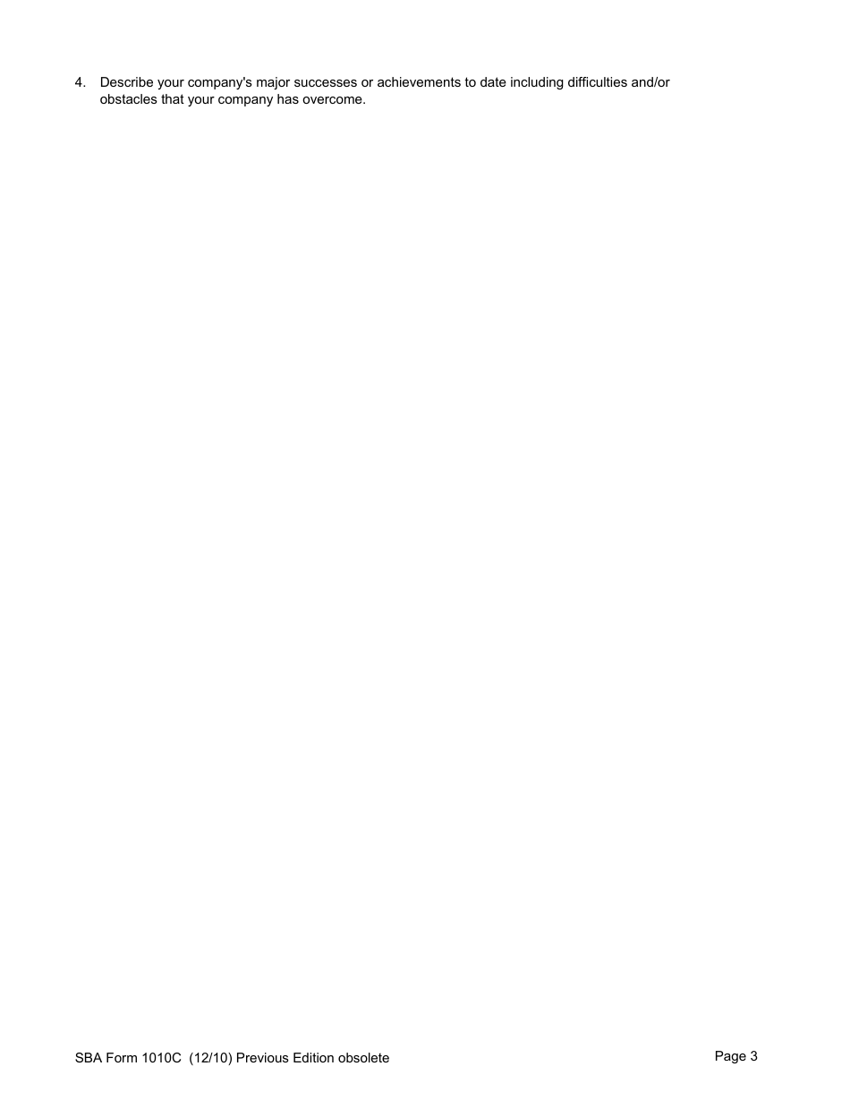 SBA Form 1010C U.S. Small Business Administration 8(A) Business Plan, Page 5