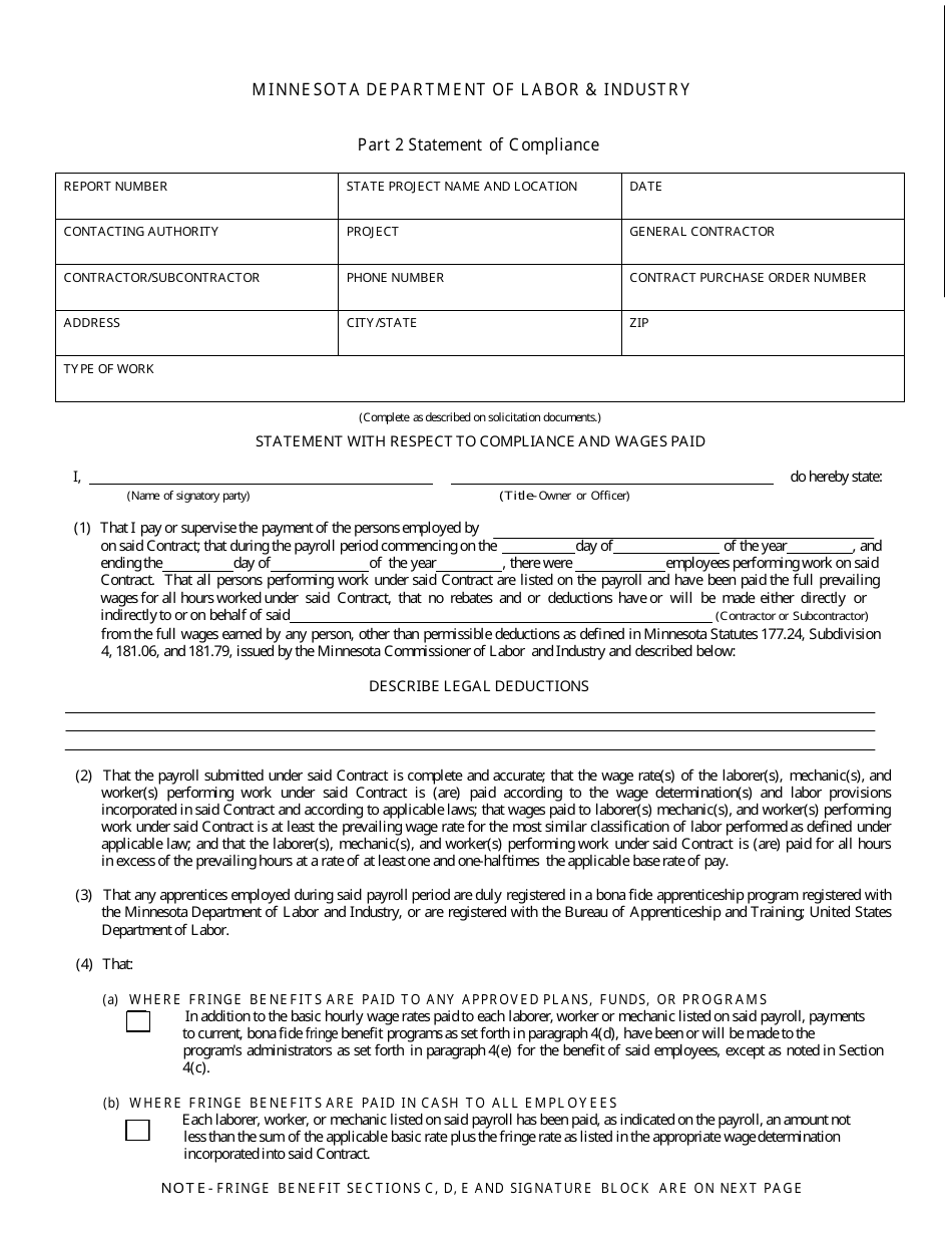 Minnesota Certified Payroll Form - Fill Out, Sign Online and Download ...