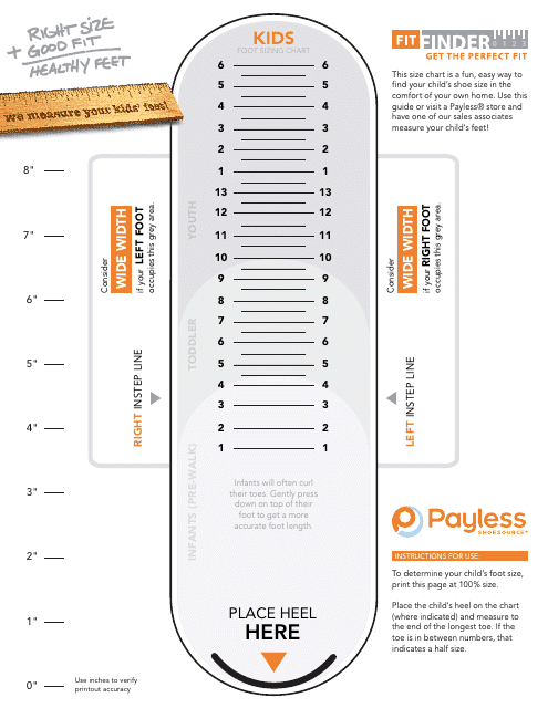 Payless Shoesource Kids Foot Sizing Chart Download Printable ...