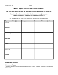 Document preview: Orchestra Practice Chart Template - Malibu High School
