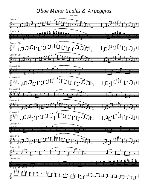 Major Scales & Arpeggios Oboe Sheet Music - Preview Image.