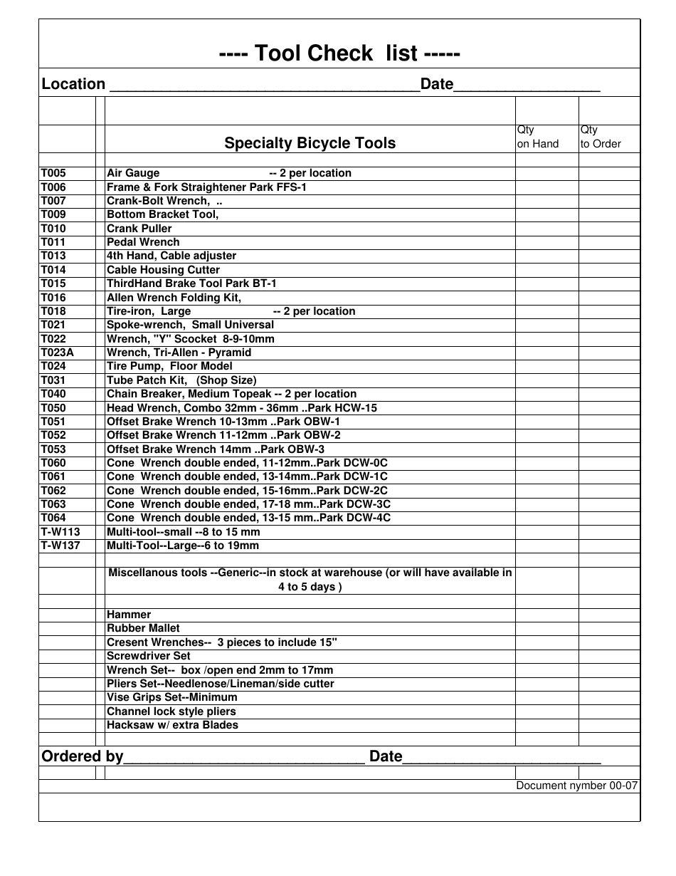 Checklist Template