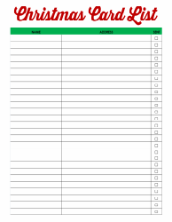 Document preview: Christmas Card List Template