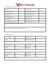 Pilot Recruitment Application Form - Skytrans, Page 2