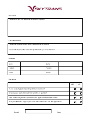 Pilot Recruitment Application Form - Skytrans, Page 3