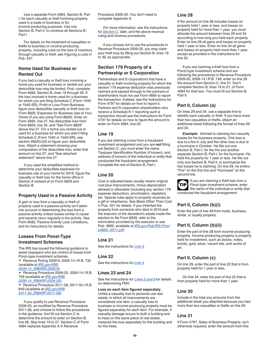 Instructions for IRS Form 4684 Casualties and Thefts, Page 6