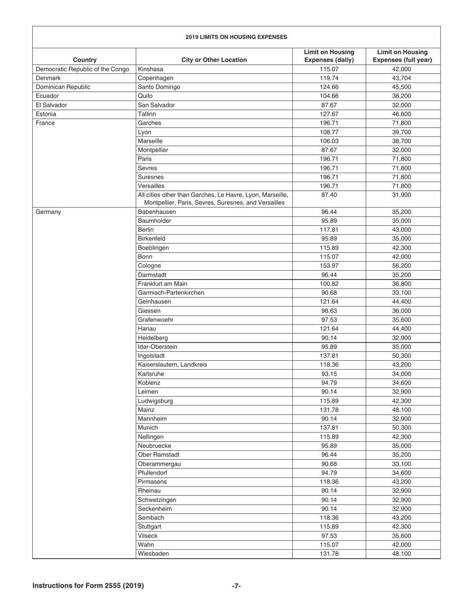 Instructions for IRS Form 2555 Foreign Earned Income, Page 7