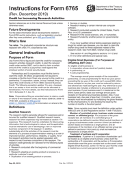 Instructions for IRS Form 6765 Credit for Increasing Research Activities