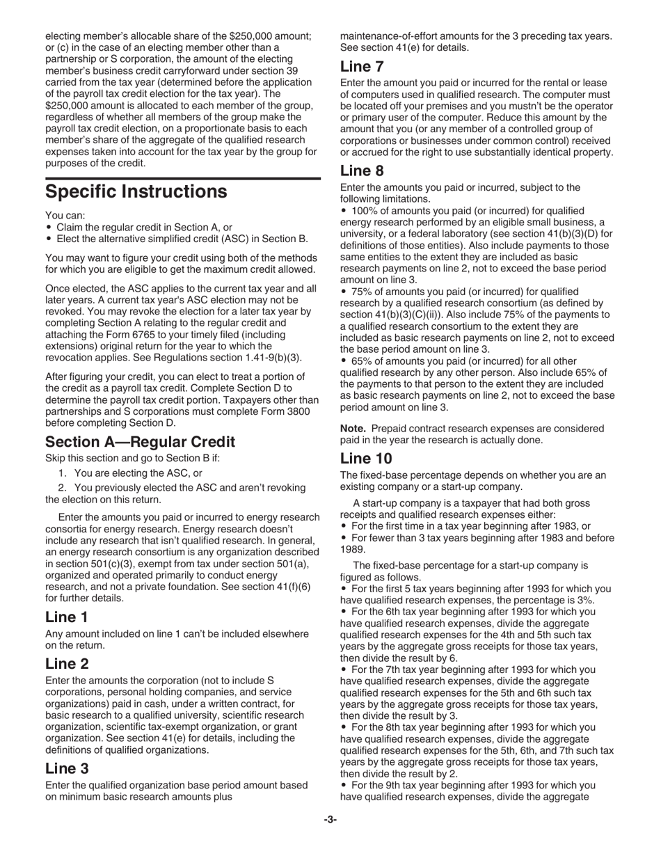 Instructions for IRS Form 6765 Credit for Increasing Research Activities, Page 3