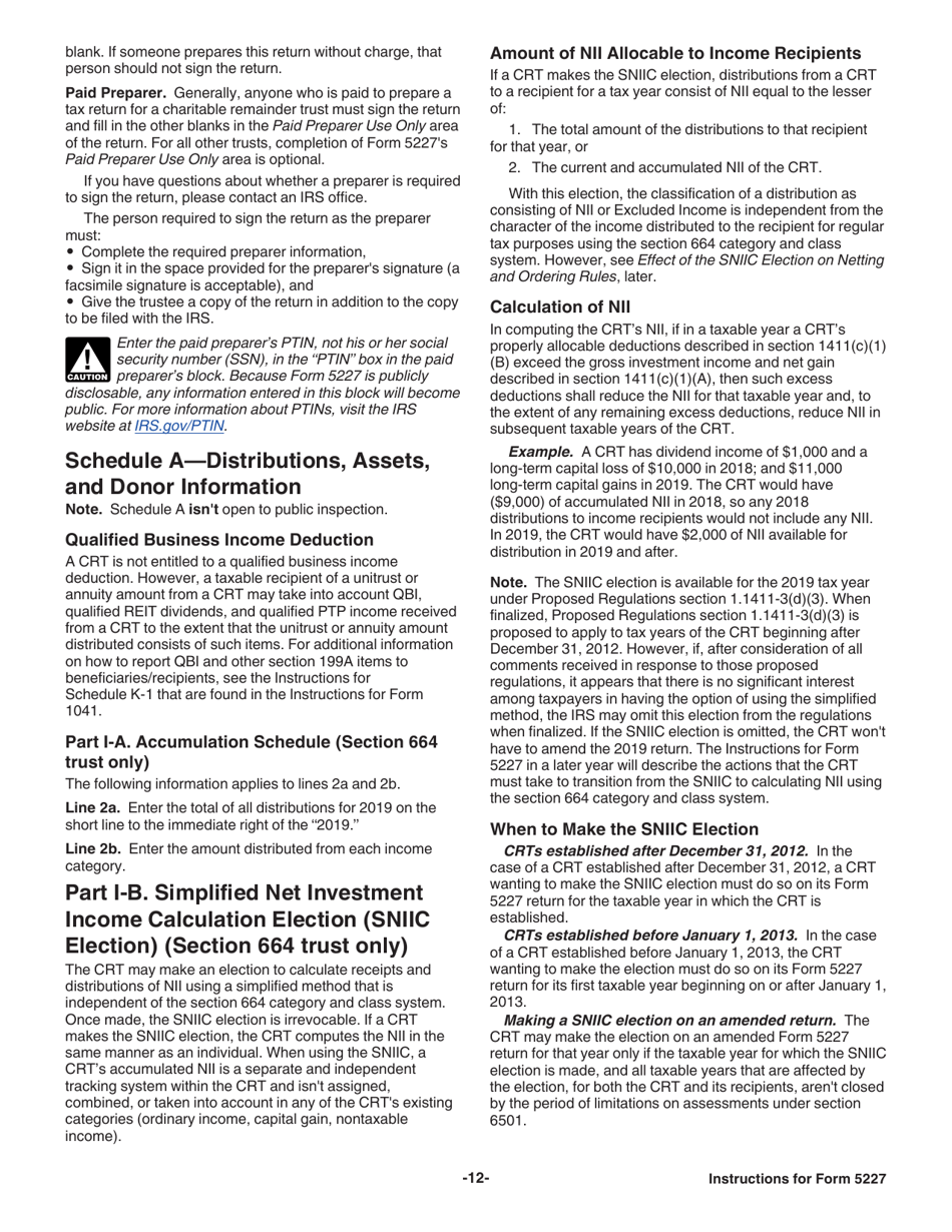 Instructions for IRS Form 5227 Split-Interest Trust Information Return, Page 12