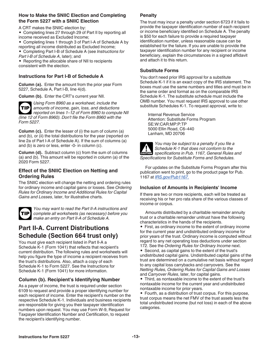 Instructions for IRS Form 5227 Split-Interest Trust Information Return, Page 13