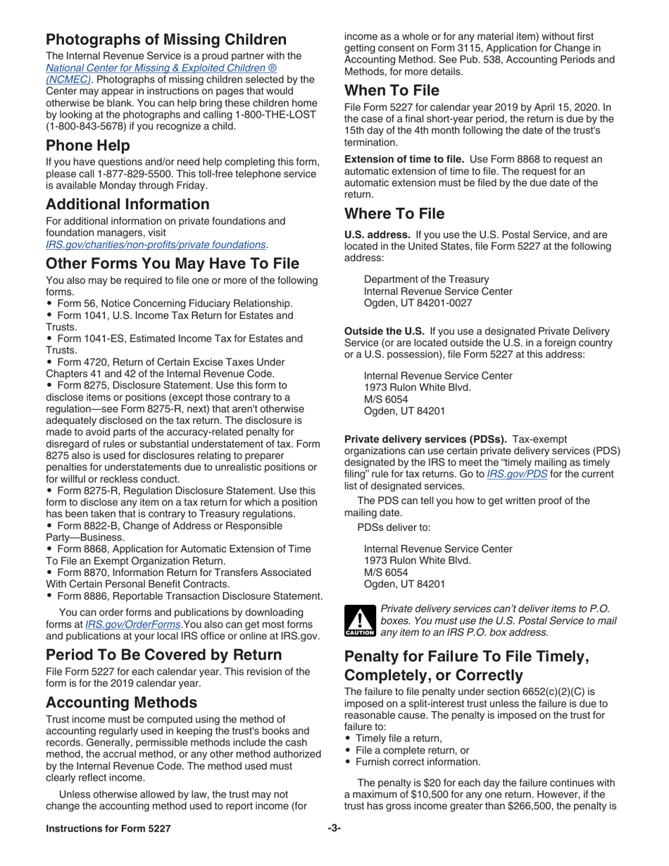 Instructions for IRS Form 5227 Split-Interest Trust Information Return, Page 3
