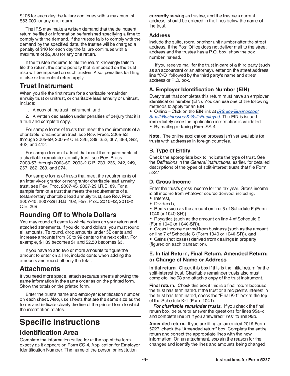 Instructions for IRS Form 5227 Split-Interest Trust Information Return, Page 4