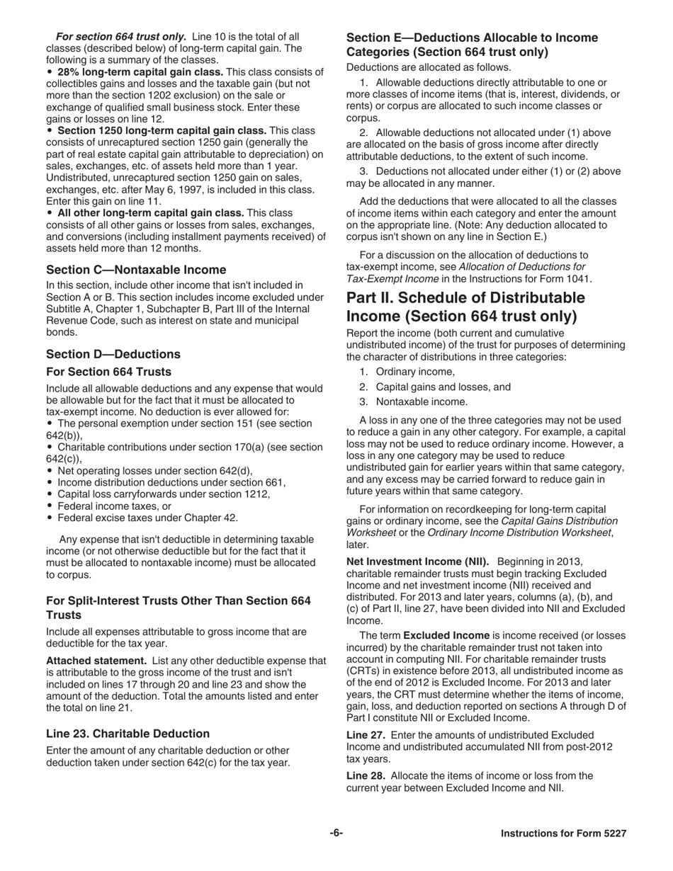 Instructions for IRS Form 5227 Split-Interest Trust Information Return, Page 6
