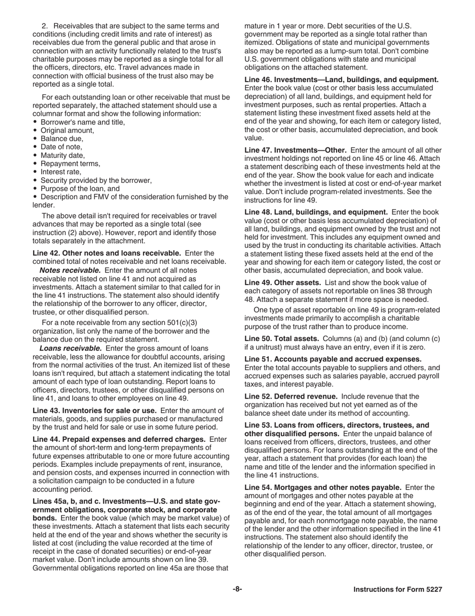Instructions for IRS Form 5227 Split-Interest Trust Information Return, Page 8