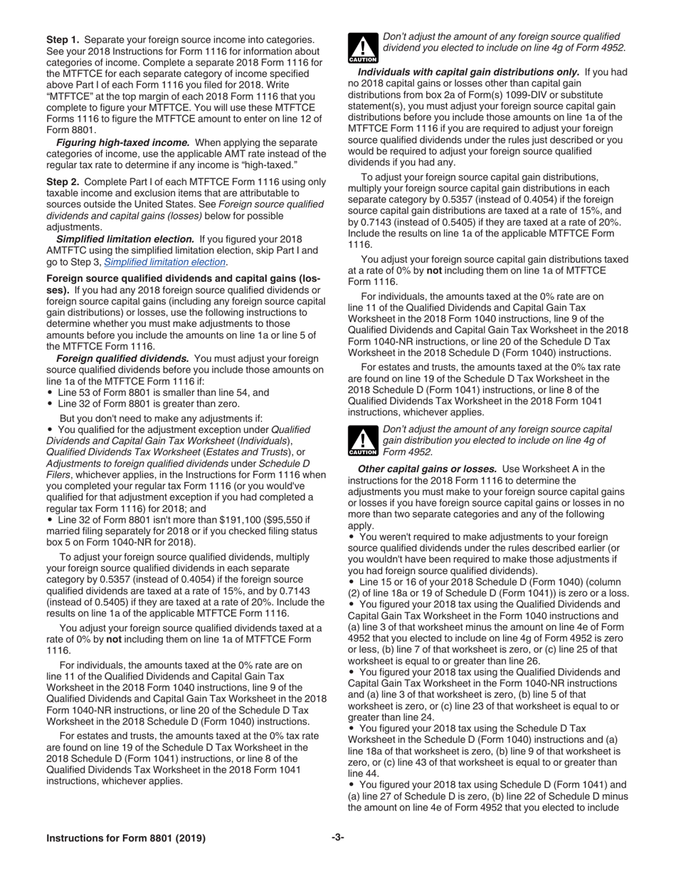 Instructions for IRS Form 8801 Credit for Prior Year Minimum Tax - Individuals, Estates, and Trusts, Page 3