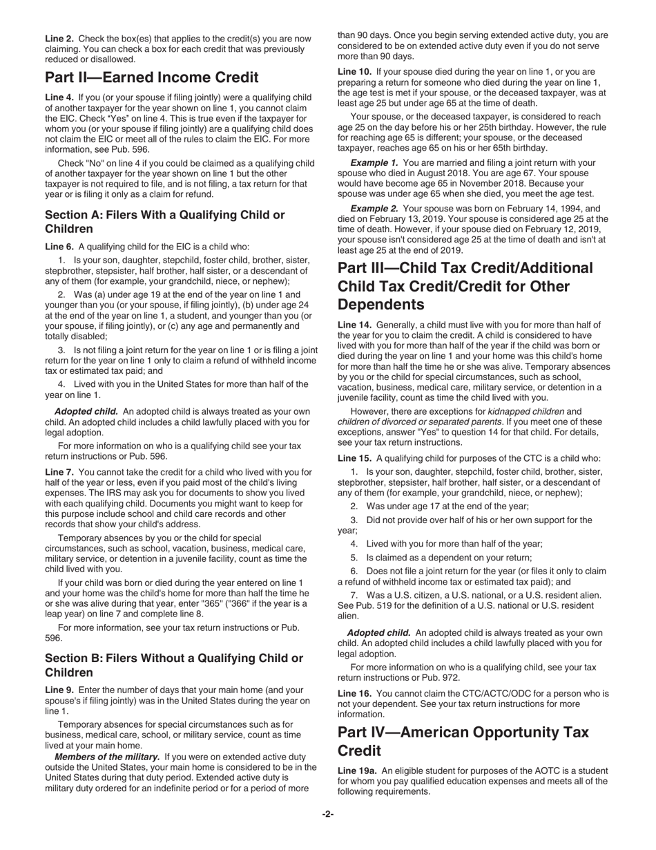 Instructions for IRS Form 8862 Information to Claim Certain Credits After Disallowance, Page 2