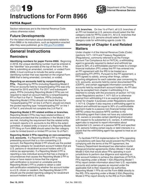 IRS Form 8966 2019 Printable Pdf