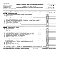 Document preview: IRS Form 1040 (1040-SR) Schedule 1 Additional Income and Adjustments to Income, 2019