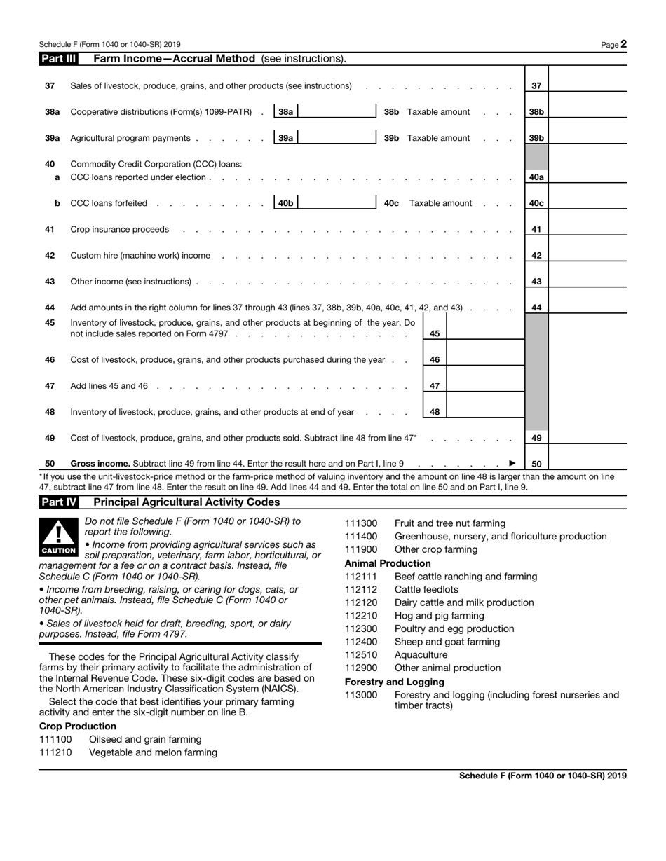 IRS Form 1040 (1040-SR) Schedule F Profit or Loss From Farming, Page 2