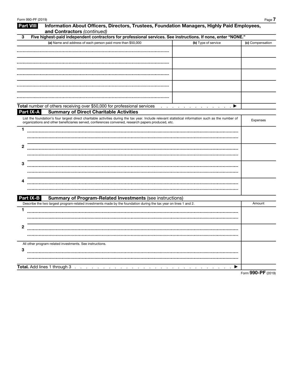 IRS Form 990-PF Return of Private Foundation or Section 4947(A)(1) Trust Treated as Private Foundation, Page 7