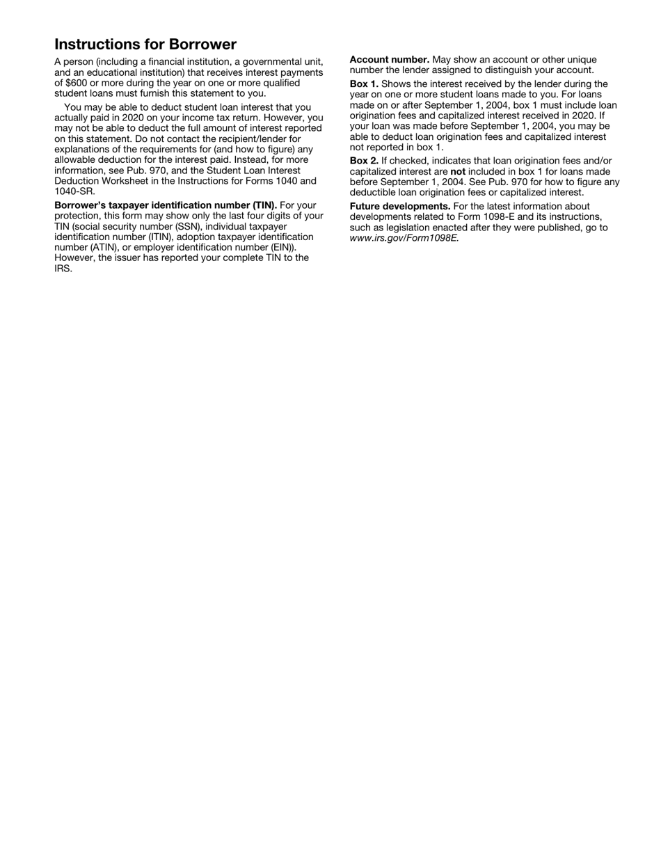 IRS Form 1098-E Student Loan Interest Statement, Page 4