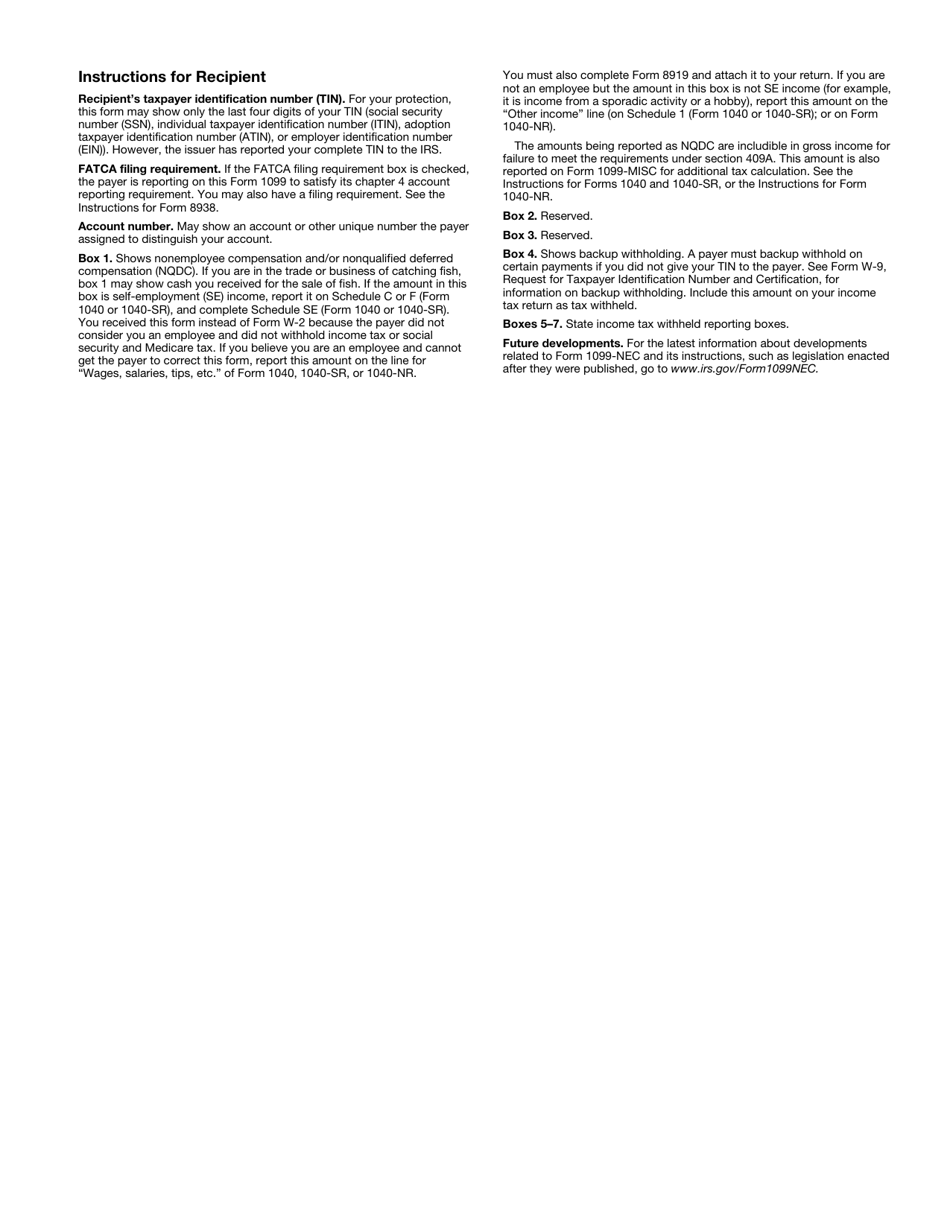 IRS Form 1099-NEC Nonemployee Compensation, Page 5